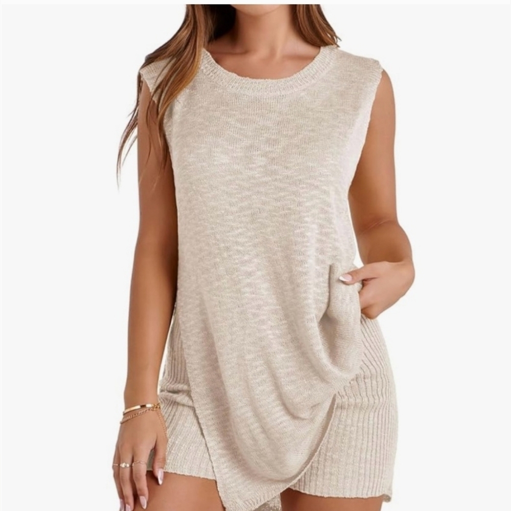 Sleeveless Beige Knit Dress Size XS